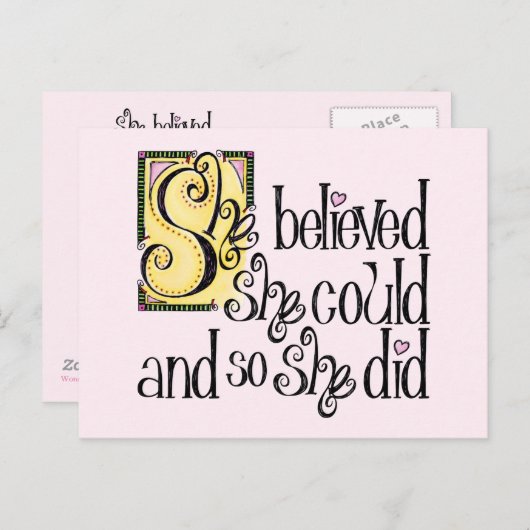 Ze geloofde dat ze het kon en dus deed ze Briefkaa Briefkaart (Voorkant / Achterkant)