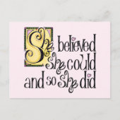 Ze geloofde dat ze het kon en dus deed ze Briefkaa Briefkaart (Voorkant)