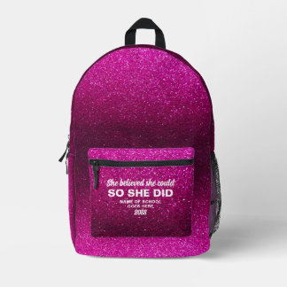 Ze Geloofde Dat Ze Het Kon Hot Roze Glitter Vonken Bedrukte Rugzak