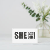 Ze geloofde dat ze het kon, ze deed het! plaatskaartje (Staand voorkant)