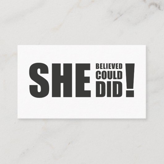 Ze geloofde dat ze het kon, ze deed het! plaatskaartje (Voorkant)