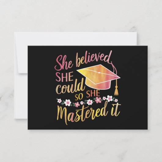 Ze geloofde dat ze het kon, zodat ze het Afstudeer Bedankkaart (Voorkant)