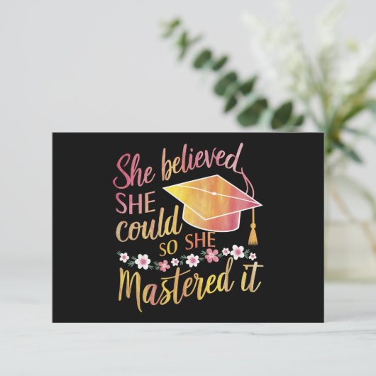 Ze geloofde dat ze het kon, zodat ze het Afstudeer Bedankkaart (Staand voorkant)