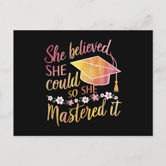 Ze geloofde dat ze het kon, zodat ze het Afstudeer Briefkaart (Voorkant)