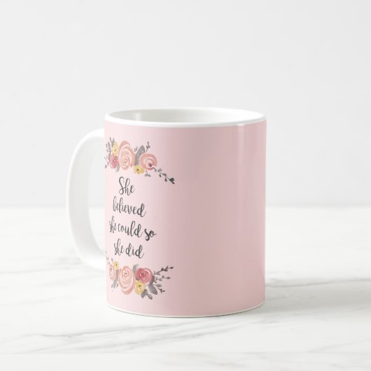 Ze geloofde dat ze het schilderen kon aanwakkeren koffiemok (Voorkant links)