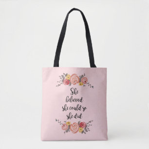 Ze geloofde dat ze het schilderen kon aanwakkeren tote bag