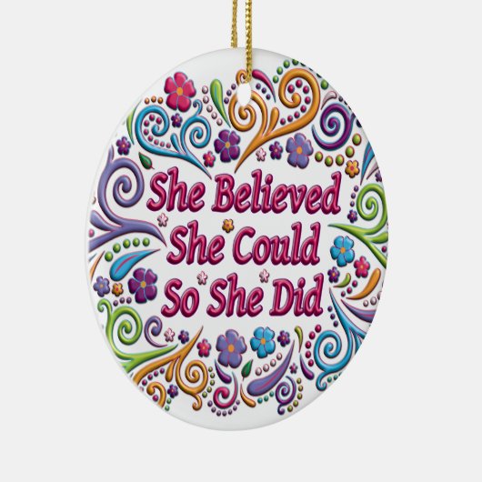 Ze geloofde dat ze kerstversiering rond kon krijge keramisch ornament (Rechts)