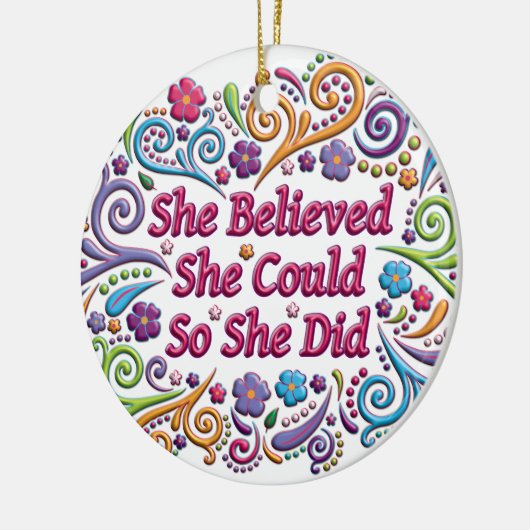 Ze geloofde dat ze kerstversiering rond kon krijge keramisch ornament (Links)