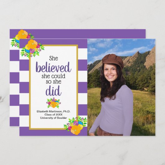 Ze geloofde dat ze kon afstuderen partij foto kaart (Voorkant / Achterkant)