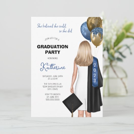 Ze geloofde dat ze kon meisje blauw Afstuderen Kaart (Staand voorkant)