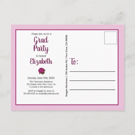 Ze geloofde dat ze kon Roos afstuderen partij foto Uitnodiging Briefkaart (Achterkant)