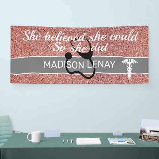 Ze geloofde dat ze kon verplegen student Pink Glit Spandoek (Beurs)