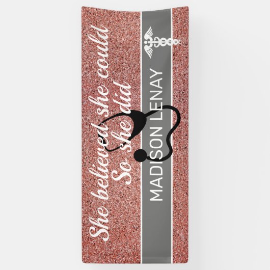 Ze geloofde dat ze kon verplegen student Pink Glit Spandoek (Verticaal)