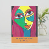 "Ze geloofde dat ze kon" Vrouwen van Spirit Platte Bedankkaart (Staand voorkant)