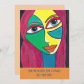"Ze geloofde dat ze kon" Vrouwen van Spirit Platte Bedankkaart (Voorkant / Achterkant)