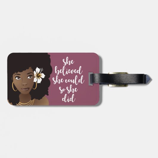 Ze geloofde dat ze kon, zwarte vrouw, bloeiend Paa Bagagelabel (Achterkant horizontaal)