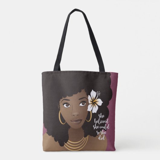 Ze geloofde dat ze kon, zwarte vrouw, bloeiend Paa Tote Bag (Achterkant)