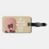 Ze geloofde dat ze kon, zwarte vrouw, tandvlees, b bagagelabel (Achterkant horizontaal)