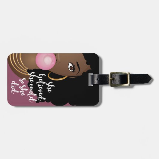 Ze geloofde dat ze kon, zwarte vrouw, tandvlees Pa Bagagelabel (Voorkant horizontaal)