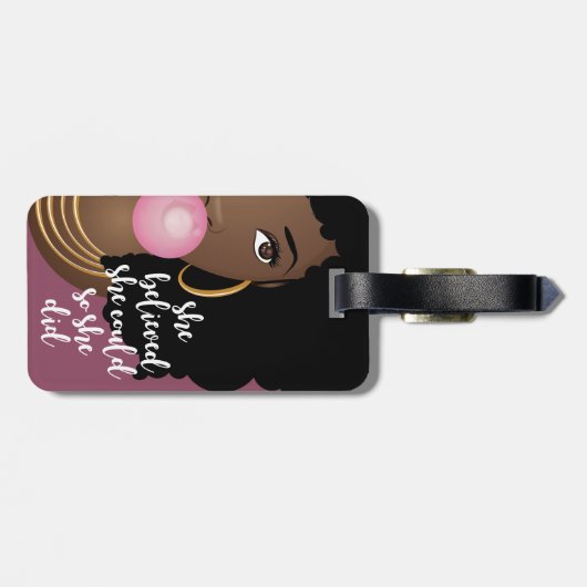 Ze geloofde dat ze kon, zwarte vrouw, tandvlees Pa Bagagelabel (Achterkant horizontaal)