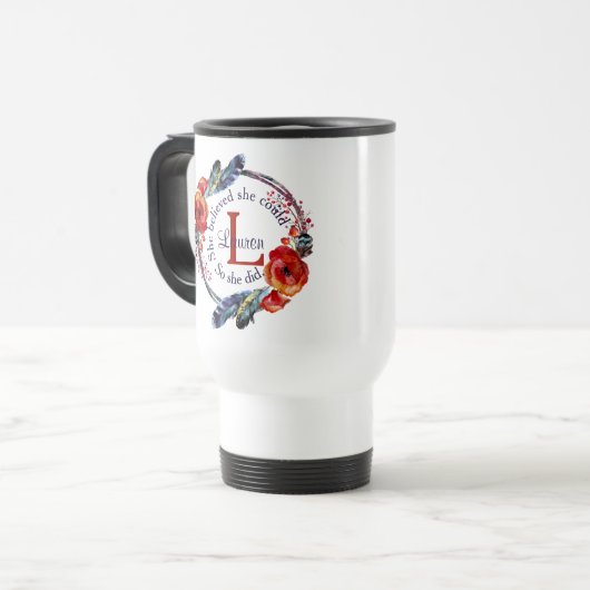 Ze geloofde dat ze Monogram Floral kon personalise Reisbeker (Voorkant links)