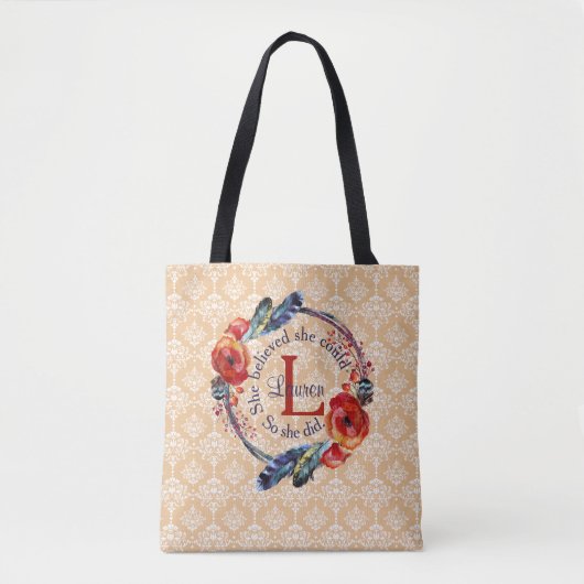 Ze geloofde dat ze Monogram Floral kon personalise Tote Bag (Voorkant)