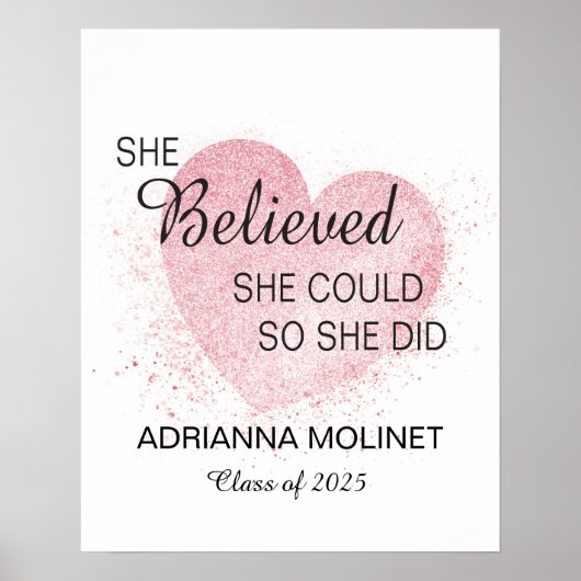 Ze geloofde dat ze roze Waterverf hart kon Poster (Voorkant)