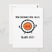 Ze geloofde dat ze sushi kon doen - Grappige woord Briefkaart (Voorkant / Achterkant)