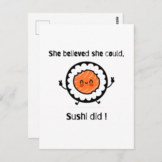 Ze geloofde dat ze sushi kon doen - Grappige woord Briefkaart (Voorkant / Achterkant)