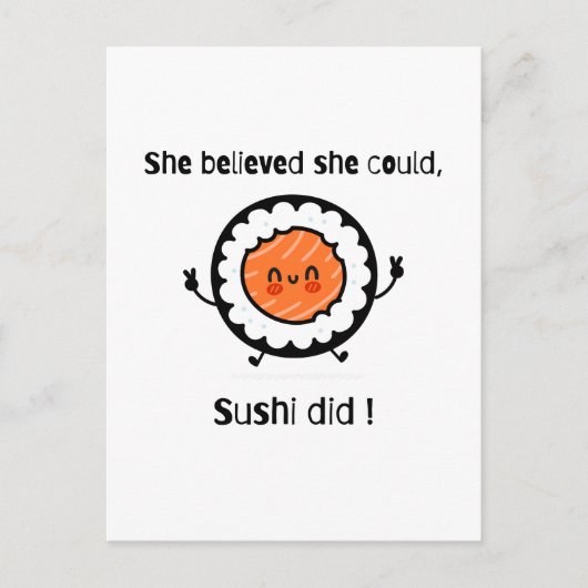 Ze geloofde dat ze sushi kon doen - Grappige woord Briefkaart (Voorkant)