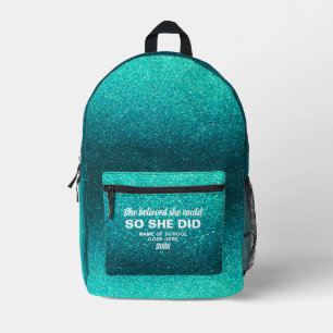 Ze Geloofde Dat Ze Turquoise Glitter Vonken Bedrukte Rugzak