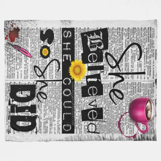 Ze geloofde dat ze (woordenboek) kon - PLUSH Large Fleece Deken (Voorkant (Horizontaal))