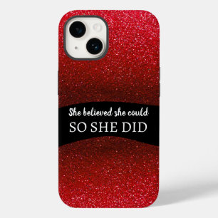 Ze geloofde dat ze zwarte rode glitter Sparkles ko Case-Mate iPhone 14 Hoesje