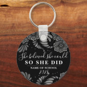 Ze geloofde dat ze zwarte zilveren bloemen kon mak sleutelhanger (Voorkant)