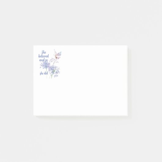 "Ze geloofde erin en dus Motivatie Citaat Vlinder Post-it® Notes (Voorkant)
