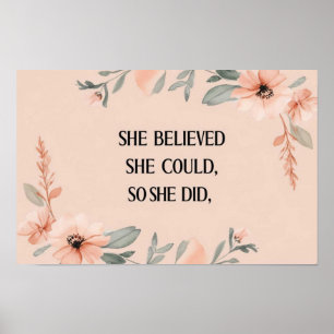 Ze geloofde minimalistisch poster wilde bloemen pe