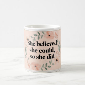 Ze geloofde minimalistische koffie mok wilde bloem