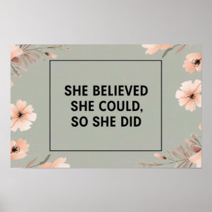 Ze geloofde minimalistische poster wilde bloemen s