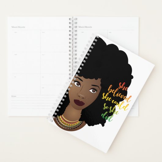 Ze geloofde van wel, zwarte vrouw, natuurlijk haar planner (Display)
