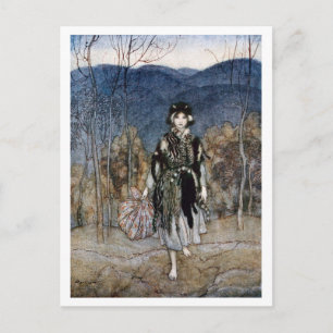 Ze ging langs, ging langs en ging verder. briefkaart