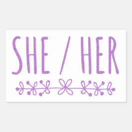 Ze Haar  bloemrijke lavendel ontwerp Rechthoekige Sticker