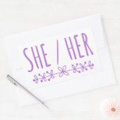 Ze Haar bloemrijke lavendel ontwerp Rechthoekige Sticker (Envelop)