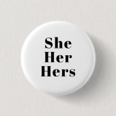 Ze, haar, haar zwarte witte geslacht Pronouns Lgbe Ronde Button 3,2 Cm (Voorkant)