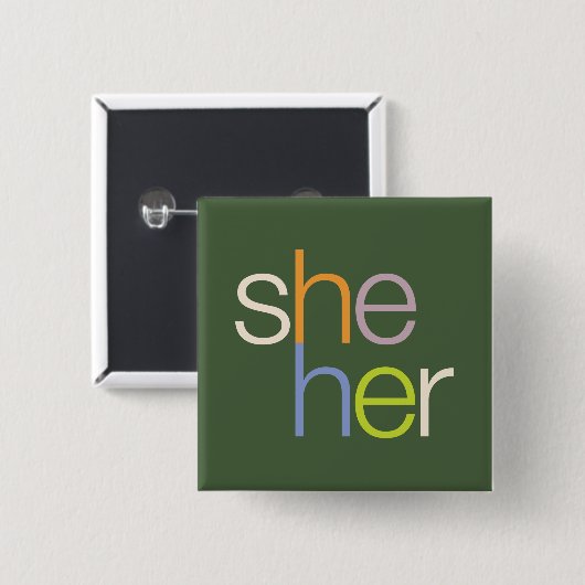 ze haar Pronoun Button Pin (Voorkant /achterkant)