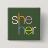 ze haar Pronoun Button Pin (Voorkant)