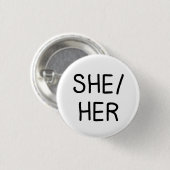 ze/haar pronoun knop badge handgeschreven ronde button 3,2 cm (Voorkant /achterkant)