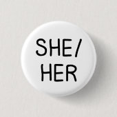 ze/haar pronoun knop badge handgeschreven ronde button 3,2 cm (Voorkant)