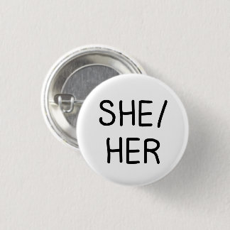 ze/haar pronoun knop badge handgeschreven ronde button 3,2 cm