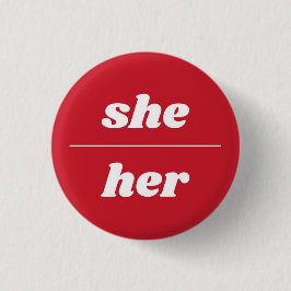 Ze/haar Pronoun Pin, Button van 1¼ inch