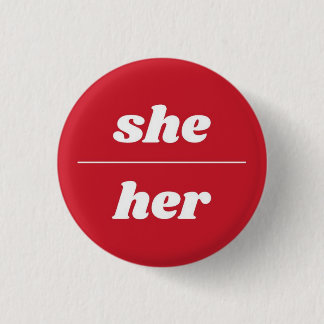 Ze/haar Pronoun Pin, Button van 1¼ inch
